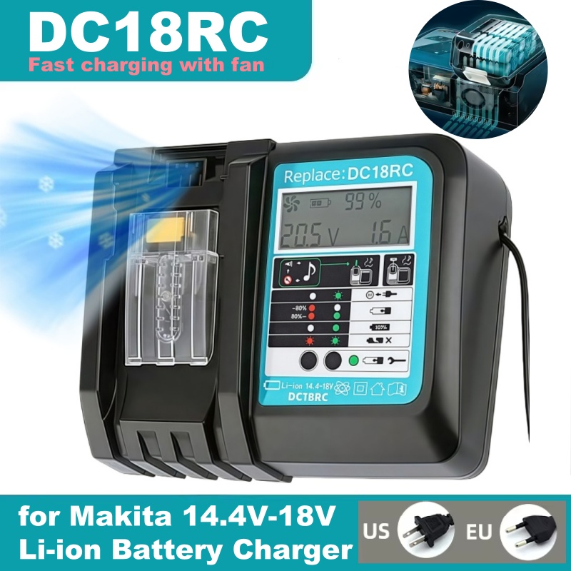 Makita Drill Hp1640 - Carregador Rápido DC18RC com Ventilador para