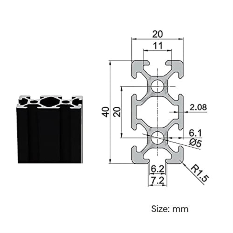1 pces preto 2040 t-slot padrã - V Slot Aluminum Extrusion avaliação e preço