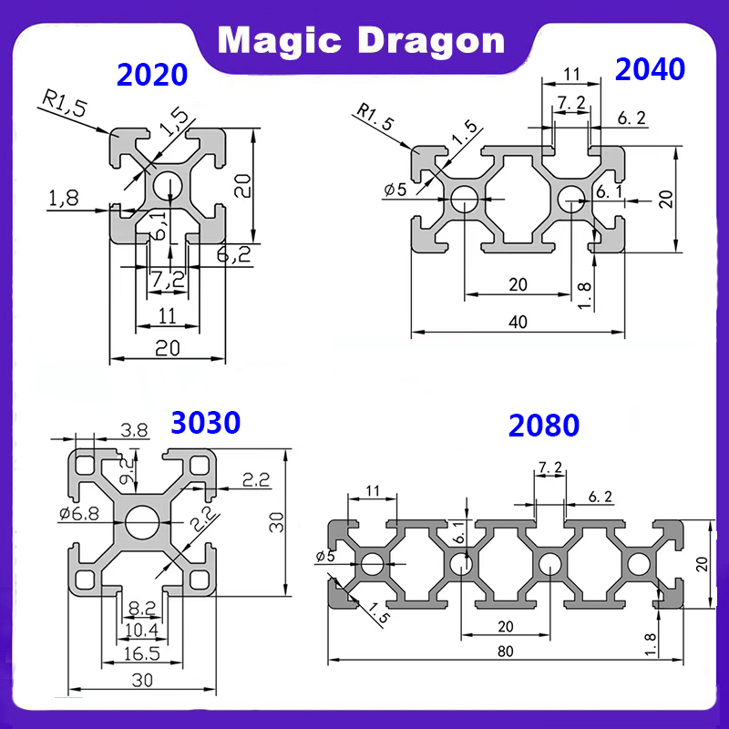 Ue 2020 2040 2060 3030 3060 40 - V Slot Aluminum Extrusion avaliação e preço